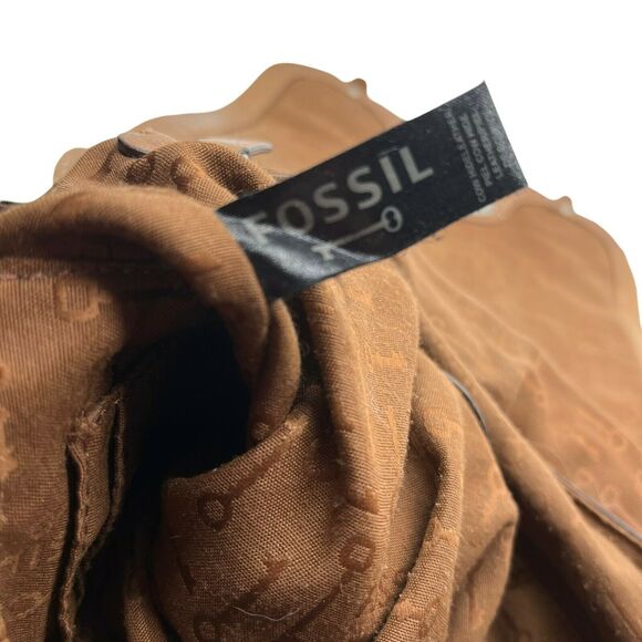 Fossil ZB4501 Womens Caramel Maddox Organizer Flap Turn Lock Satchel Handbag - Picture 8 of 12